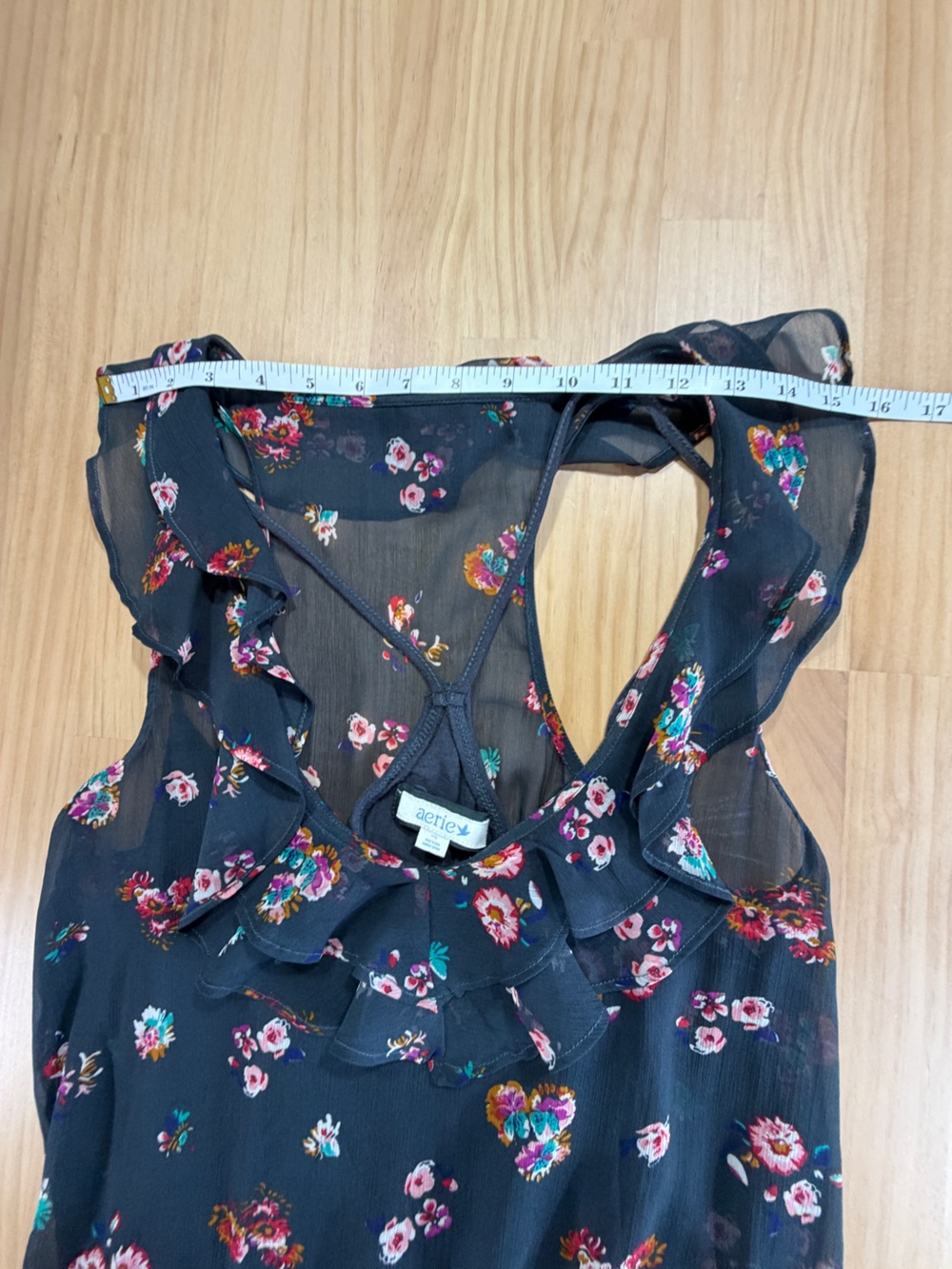 aerie Navy Floral Tank with Bright Multicolor Blooms B12 - Picture 5 of 9